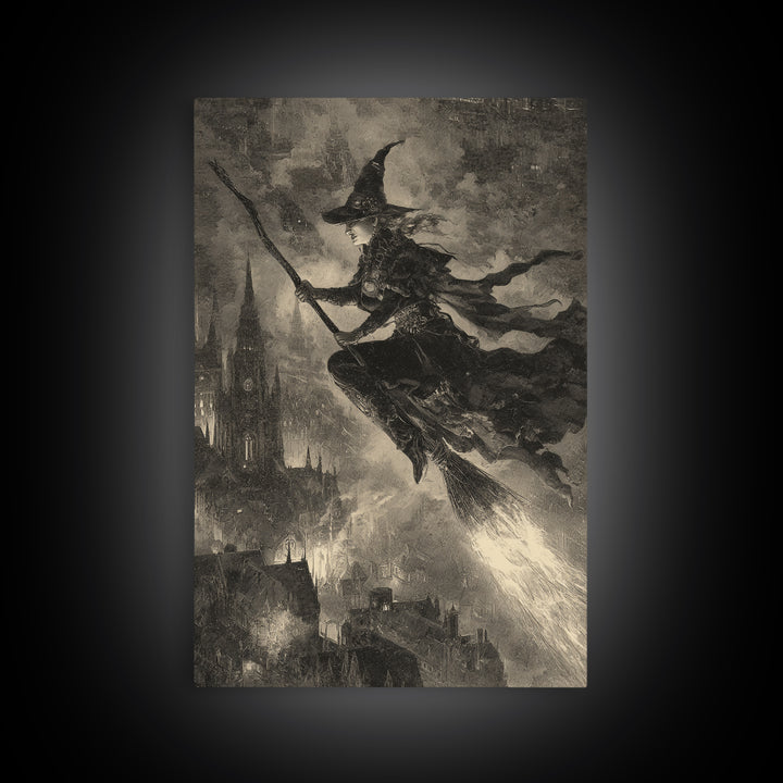 The Cyberpunk Witch, Decadent Gothic Art, Vertical Wall Art, Dark Fantasy Wall Art, Canvas Print, Halloween Wall Art