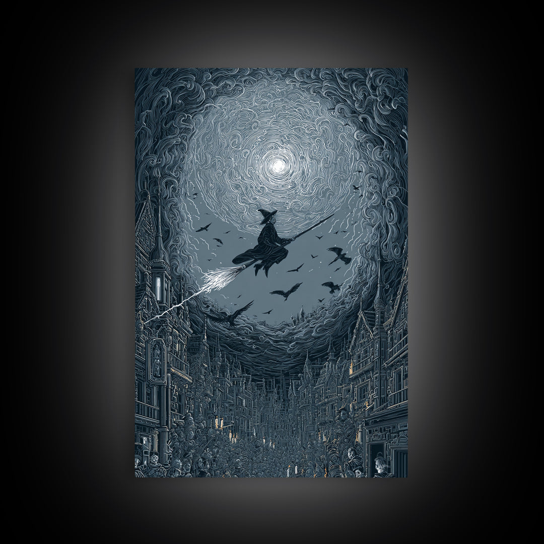 The Cyberpunk Witch, Victorian Macabre Art, Vertical Wall Art, Macabre Wall Art, Canvas Print, Halloween Wall Art, Horror Wall Art