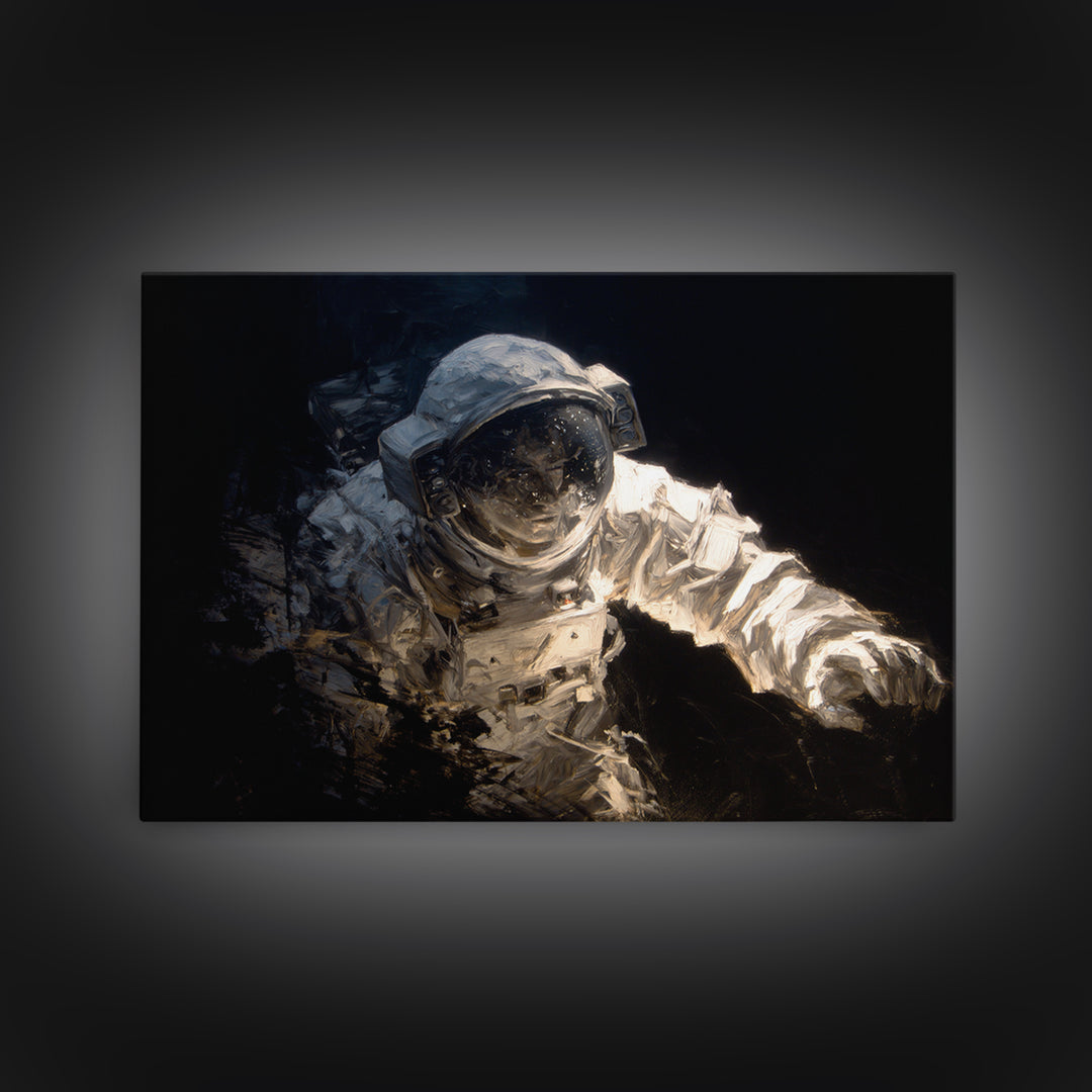 The Astronaut Ghost, Dark Romantic Horror Art, Landscape Wall Art, Macabre Wall Art, Framed Canvas Print, Halloween Wall Art