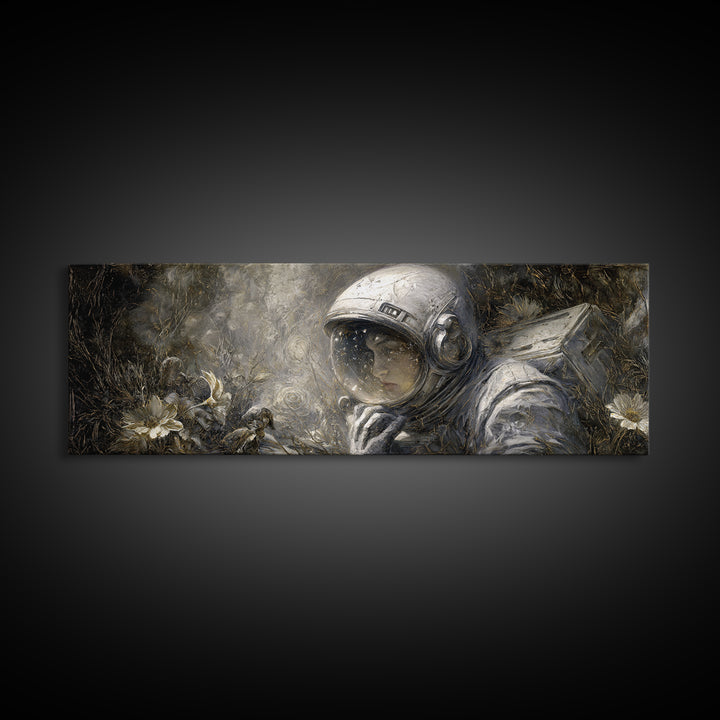 The Astronaut Ghost, Symbolist Dream Art, Extra Wide Wall Art, Gothic Horror Wall Art, Canvas Print, Halloween Wall Art