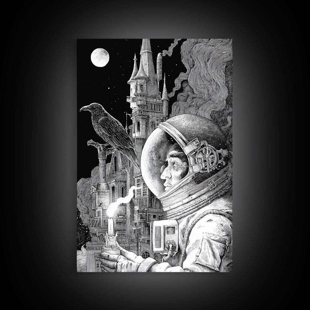 The Astronaut Ghost, Victorian Macabre Art, Vertical Wall Art, Dark Fantasy Wall Art, Canvas Print, Halloween Wall Art, Halloween Decor