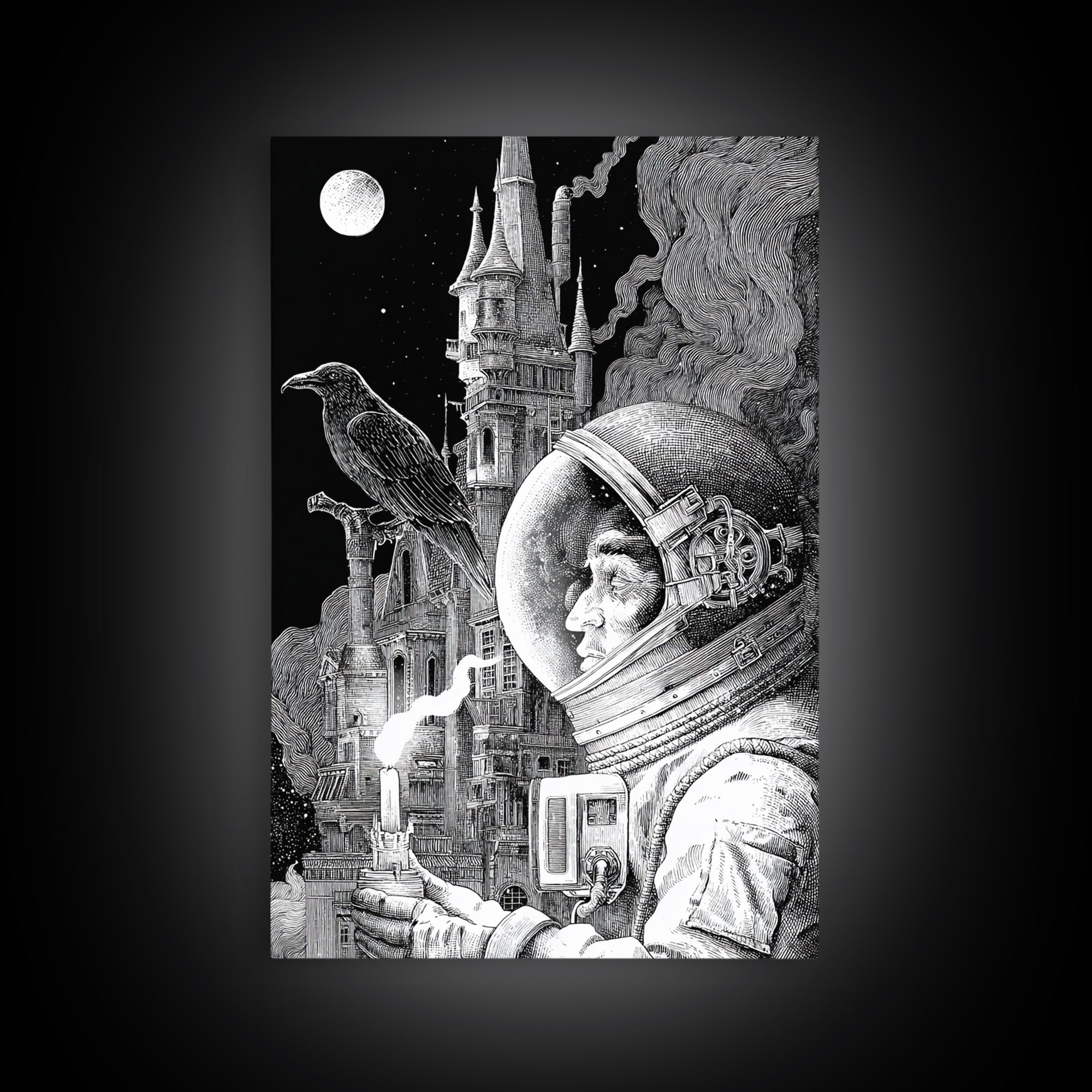 The Astronaut Ghost, Victorian Macabre Art, Vertical Wall Art, Dark Fantasy Wall Art, Canvas Print, Halloween Wall Art, Halloween Decor