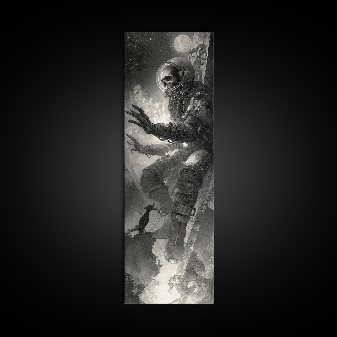 The Astronaut Ghost, Biomechanical Horror Art, Tall Narrow Wall Art, Gothic Horror Wall Art, Canvas Print, Halloween Wall Art