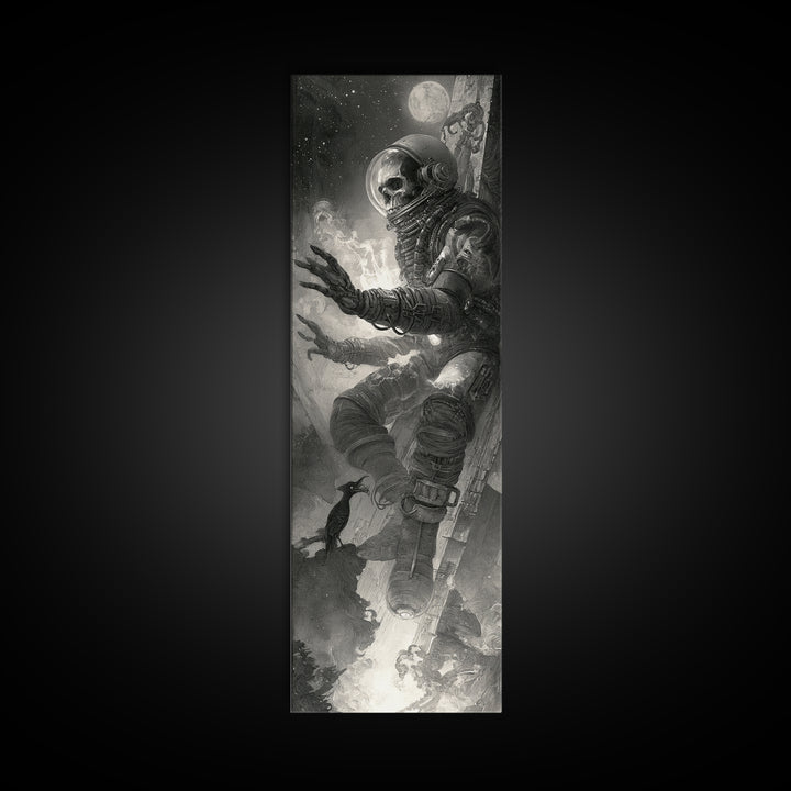 The Astronaut Ghost, Biomechanical Horror Art, Tall Narrow Wall Art, Gothic Horror Wall Art, Canvas Print, Halloween Wall Art