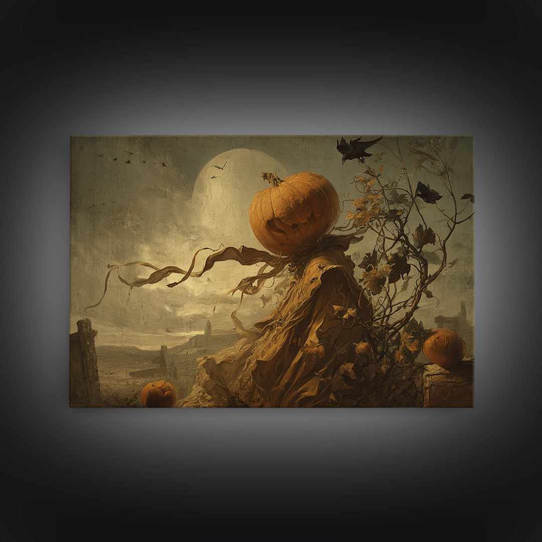 The Alien Pumpkin Patch, Romantic Gothic Landscape, Landscape Wall Art, Dark Halloween Decor, Canvas Print, Halloween Wall Art