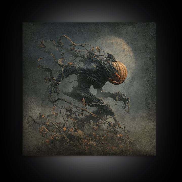 The Alien Pumpkin Patch, Biomechanical Horror Art, Square Wall Art, Dark Fantasy Wall Art, Framed Canvas Print, Halloween Wall Art
