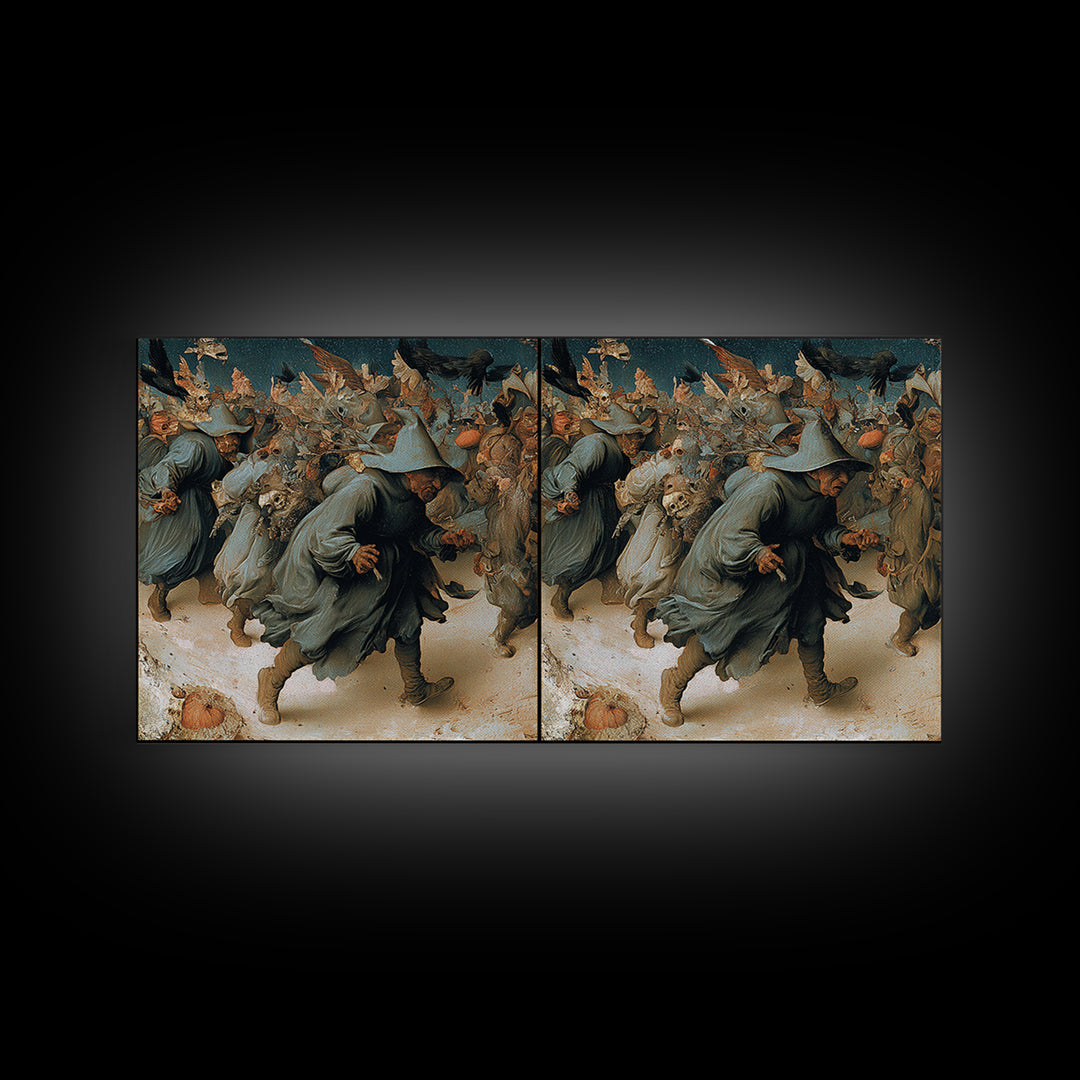 Desert Halloween, Northern Renaissance Horror, Wide Panoramic Art, Macabre Wall Art, Framed Canvas Print, Halloween Wall Art