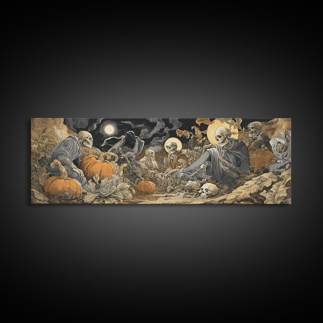 Desert Halloween, Dark Renaissance Art, Extra Wide Wall Art, Dark Fantasy Wall Art, Canvas Print, Halloween Wall Art