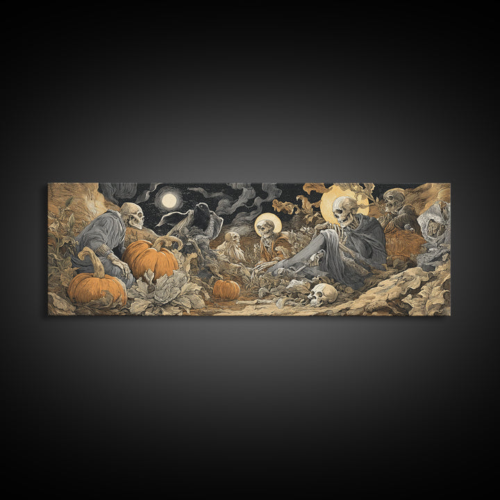 Desert Halloween, Dark Renaissance Art, Extra Wide Wall Art, Dark Fantasy Wall Art, Canvas Print, Halloween Wall Art