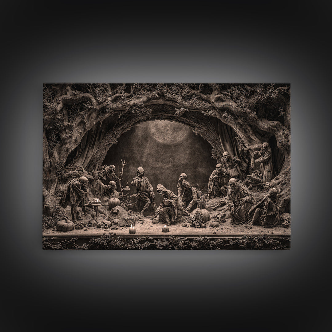 Desert Halloween, Baroque Witchcraft Art, Landscape Wall Art, Gothic Horror Wall Art, Canvas Print, Halloween Wall Art