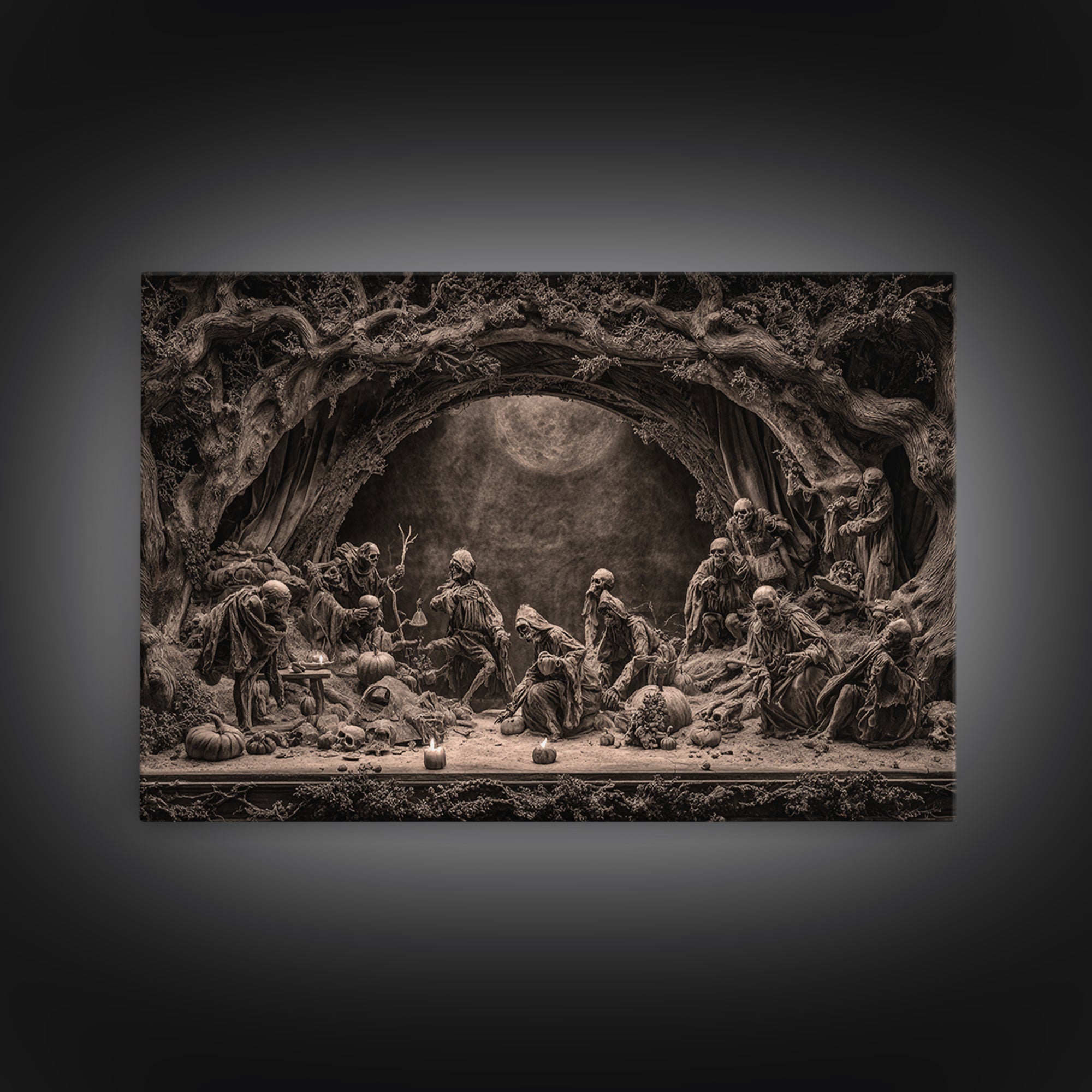 Desert Halloween, Baroque Witchcraft Art, Landscape Wall Art, Gothic Horror Wall Art, Canvas Print, Halloween Wall Art