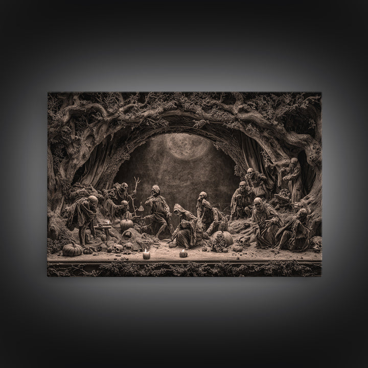 Desert Halloween, Baroque Witchcraft Art, Landscape Wall Art, Gothic Horror Wall Art, Canvas Print, Halloween Wall Art