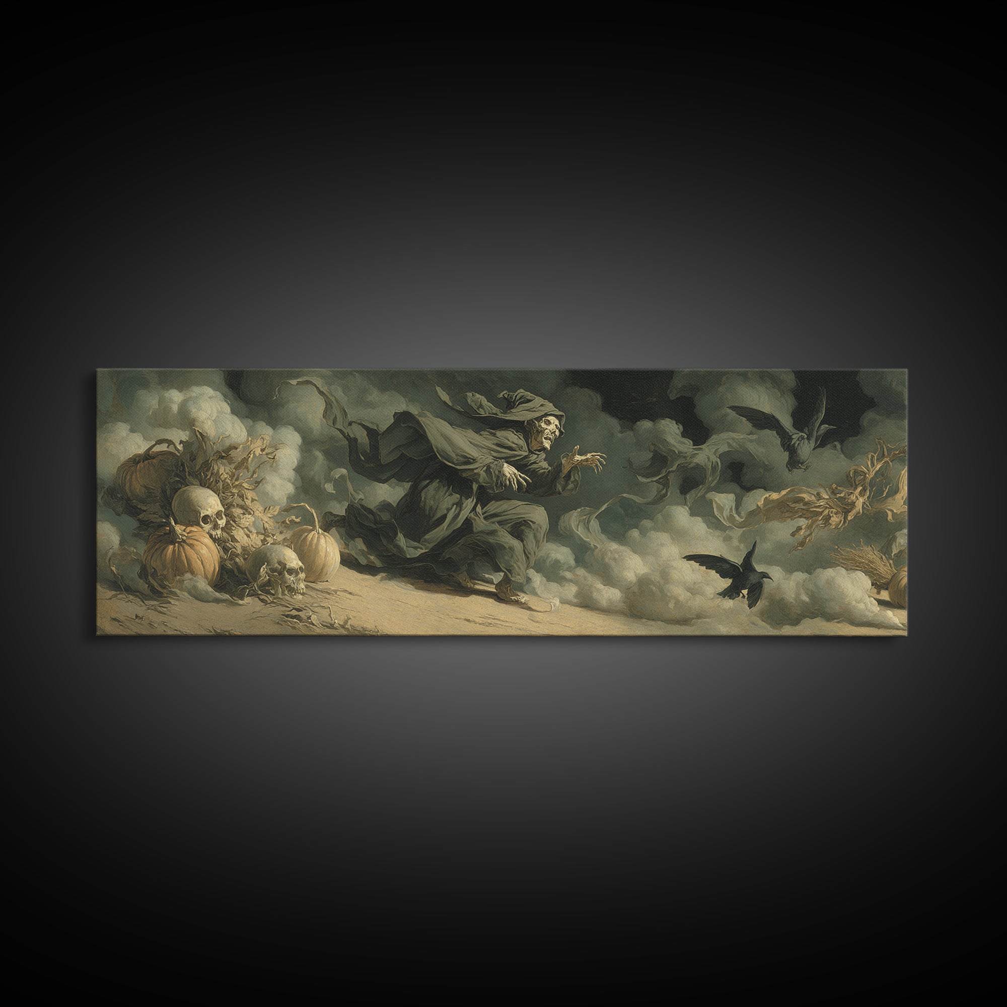 Desert Halloween, Gothic Nightmare Art, Extra Wide Wall Art, Dark Halloween Decor, Canvas Print, Halloween Wall Art, Dark Fantasy Art