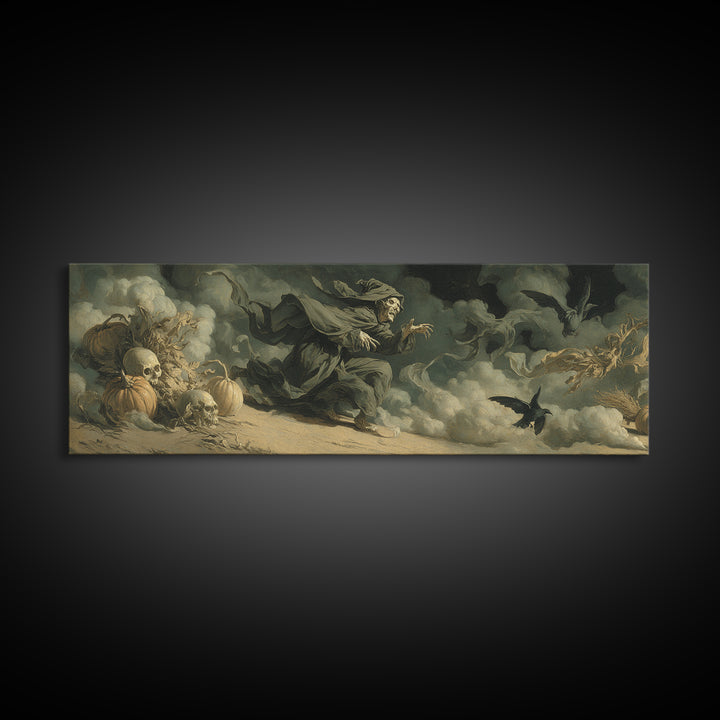 Desert Halloween, Gothic Nightmare Art, Extra Wide Wall Art, Dark Halloween Decor, Canvas Print, Halloween Wall Art, Dark Fantasy Art