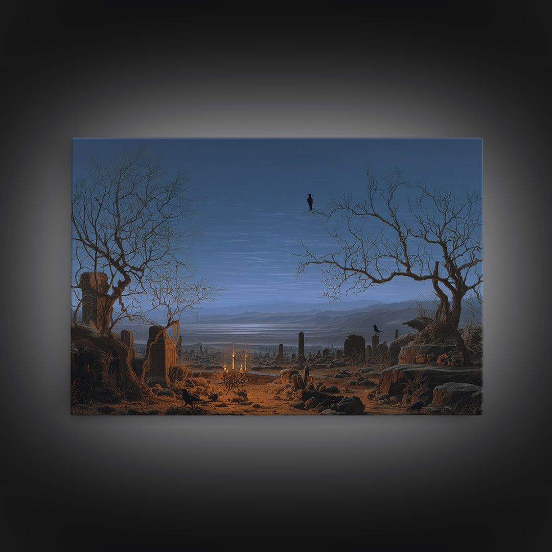 Desert Halloween, Romantic Gothic Landscape, Landscape Wall Art, Dark Fantasy Wall Art, Canvas Print, Halloween Wall Art