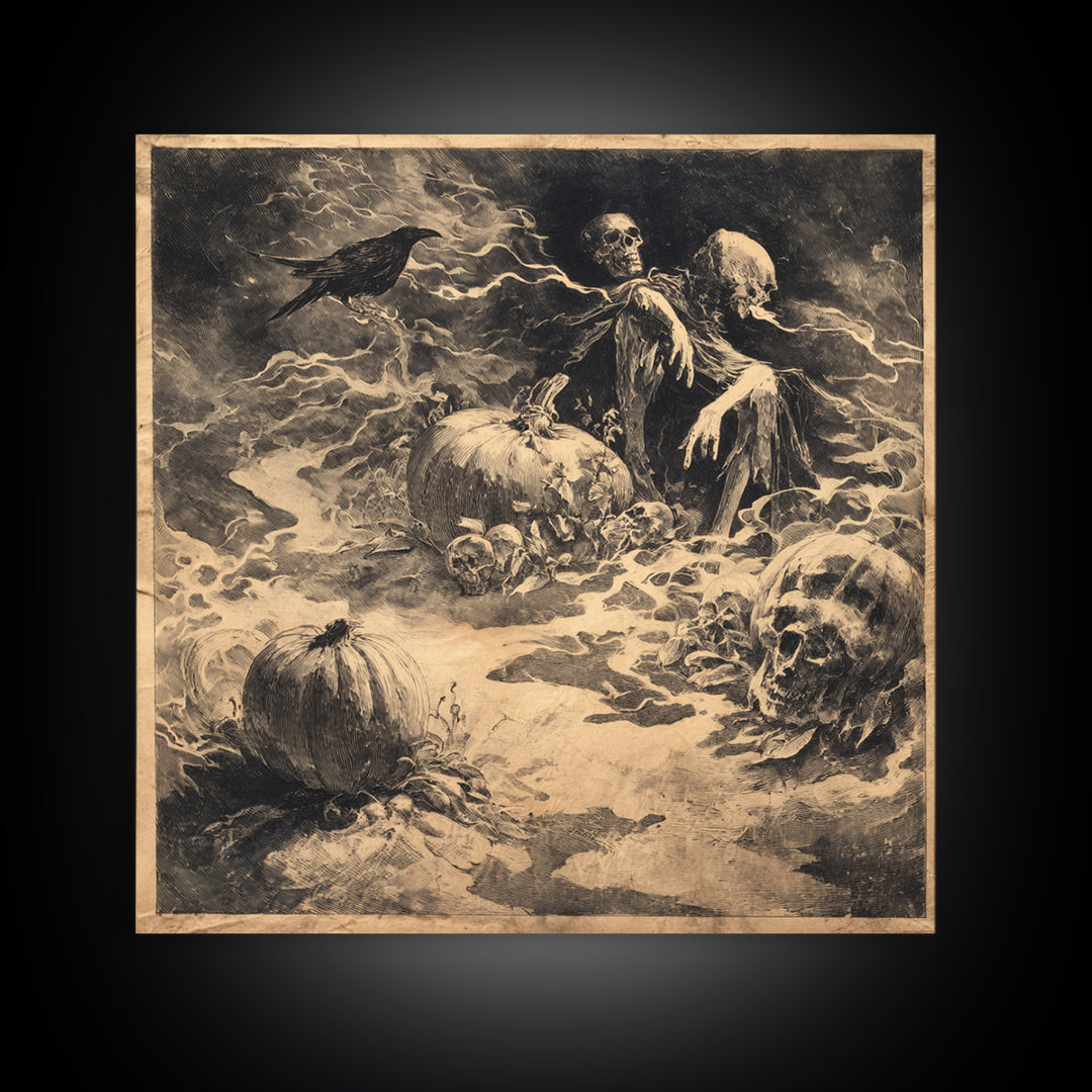 Desert Halloween, Symbolist Dream Art, Square Wall Art, Macabre Wall Art, Framed Canvas Print, Halloween Wall Art, Gothic Home Decor