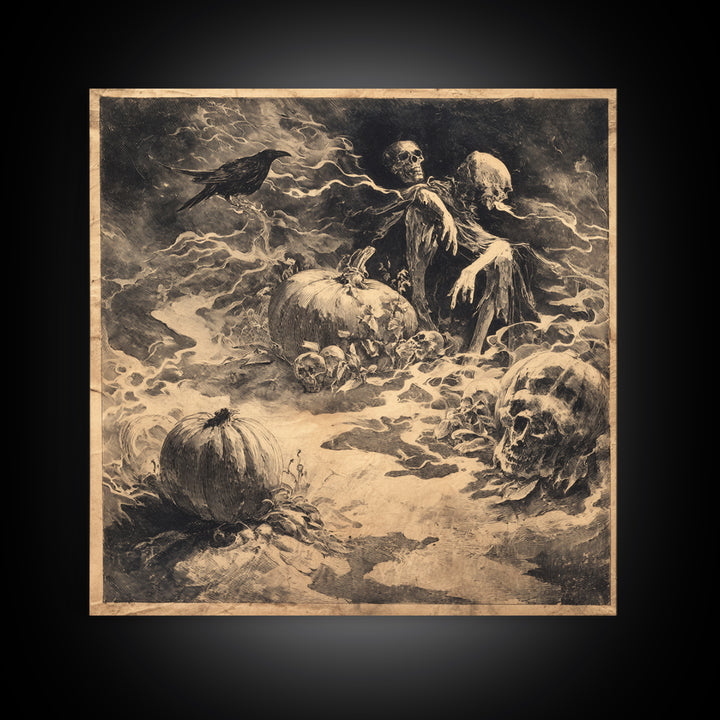 Desert Halloween, Symbolist Dream Art, Square Wall Art, Macabre Wall Art, Framed Canvas Print, Halloween Wall Art, Gothic Home Decor