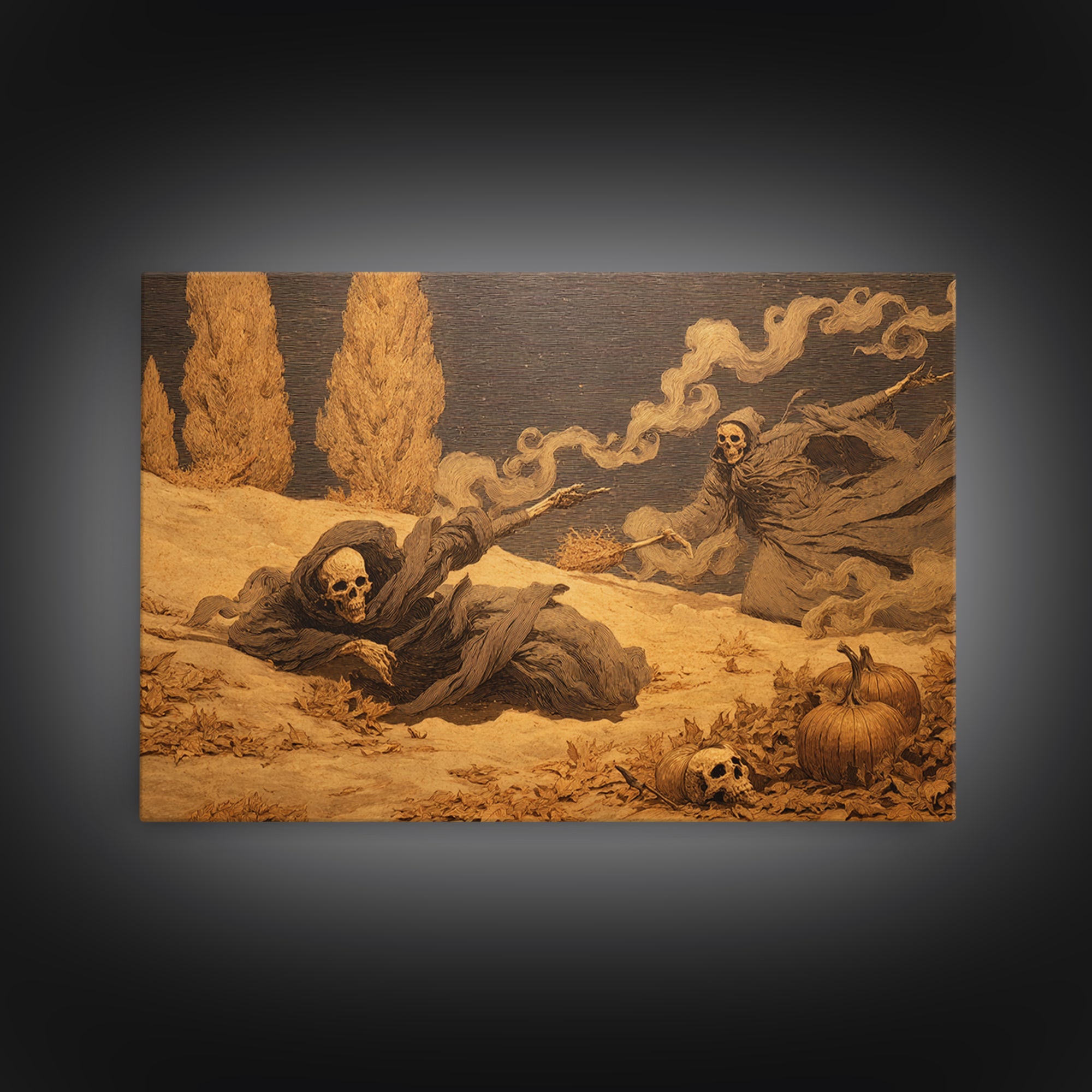 Desert Halloween, Symbolist Gothic Landscape, Landscape Wall Art, Dark Fantasy Wall Art, Framed Canvas Print, Halloween Wall Art