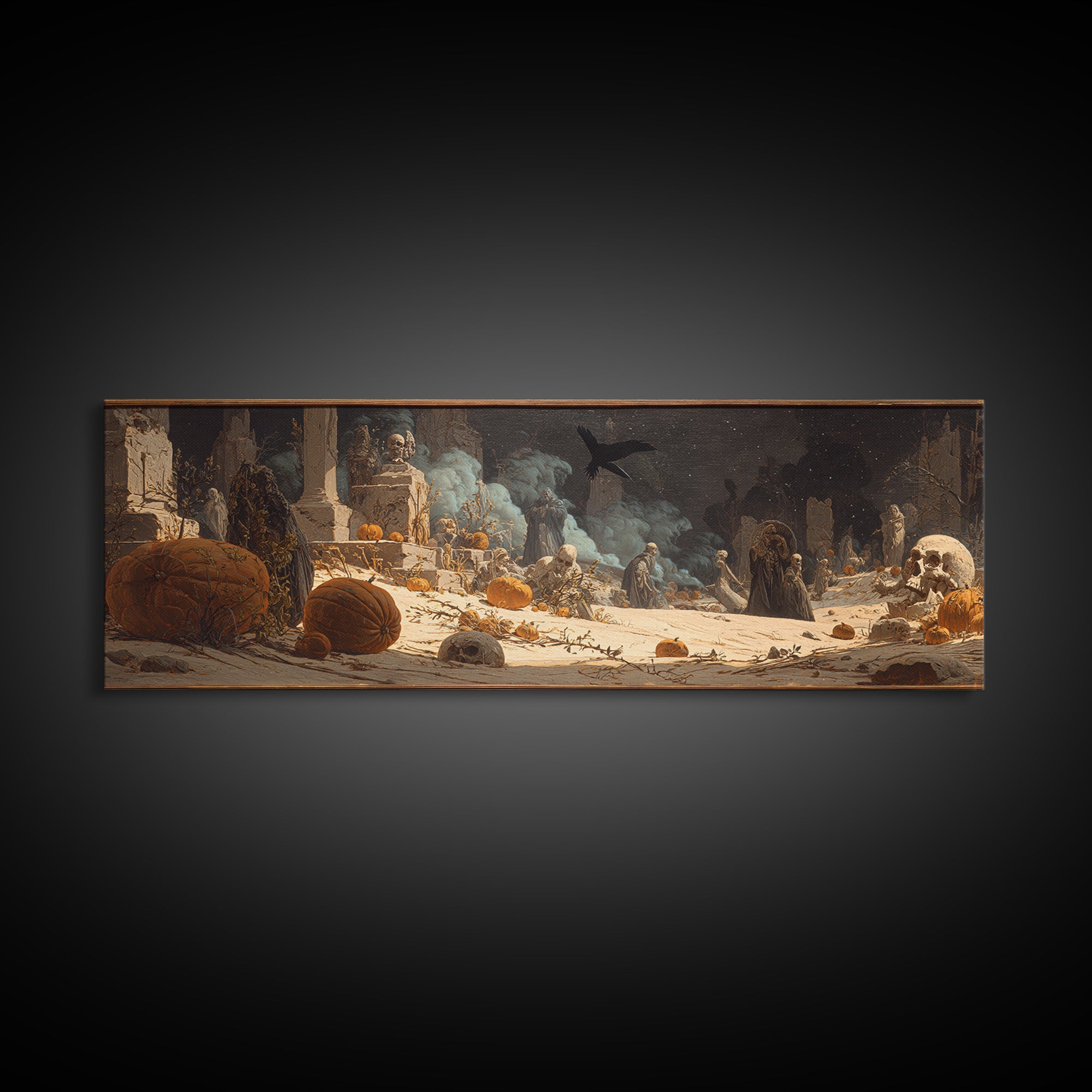 Desert Halloween, Ornate Symbolist Art, Extra Wide Wall Art, Gothic Horror Wall Art, Canvas Print, Halloween Wall Art