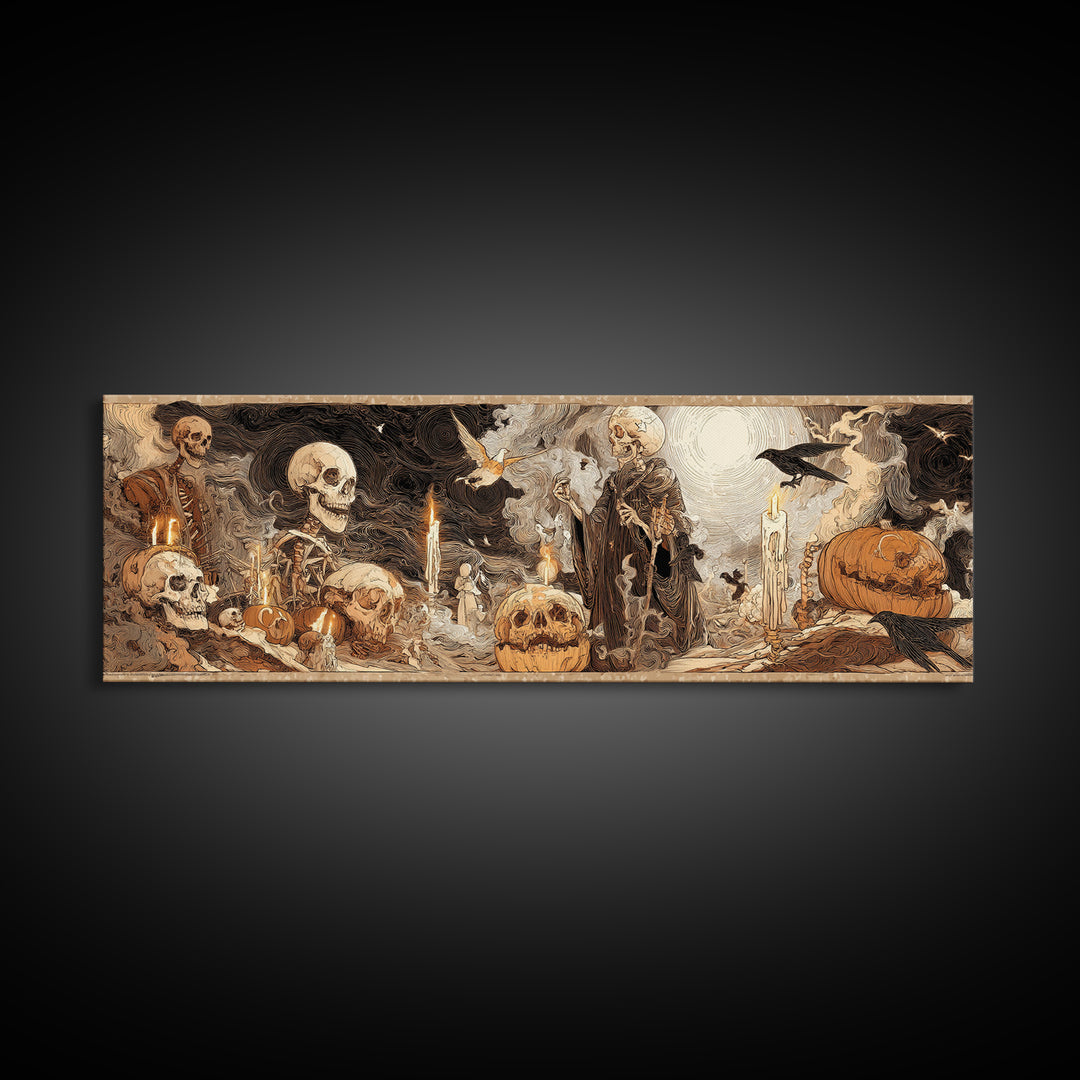 Desert Halloween, Decadent Gothic Art, Extra Wide Wall Art, Dark Halloween Decor, Canvas Print, Halloween Wall Art, Spooky Wall Decor
