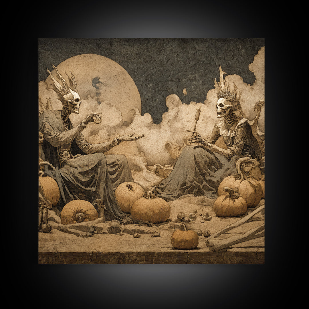 Desert Halloween, Dark Symbolist Art, Square Wall Art, Gothic Horror Wall Art, Framed Canvas Print, Halloween Wall Art