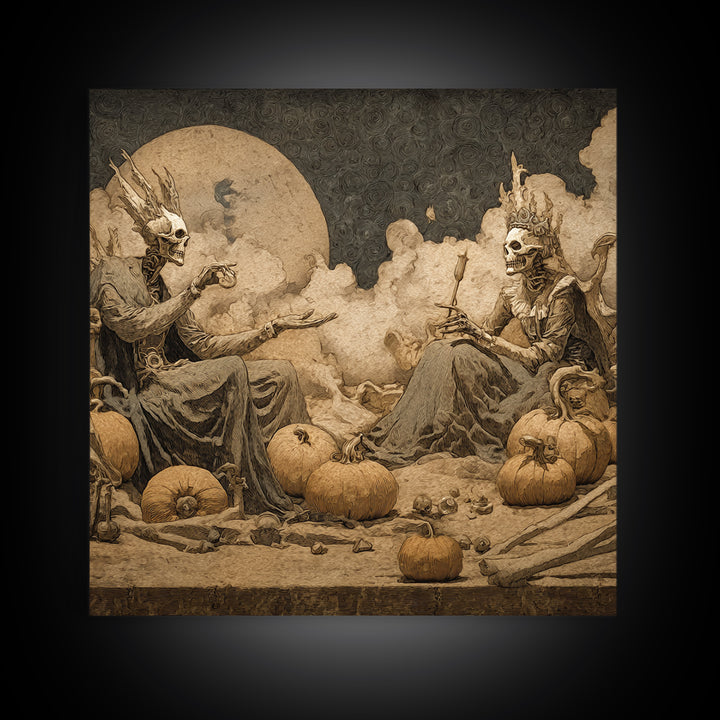 Desert Halloween, Dark Symbolist Art, Square Wall Art, Gothic Horror Wall Art, Framed Canvas Print, Halloween Wall Art