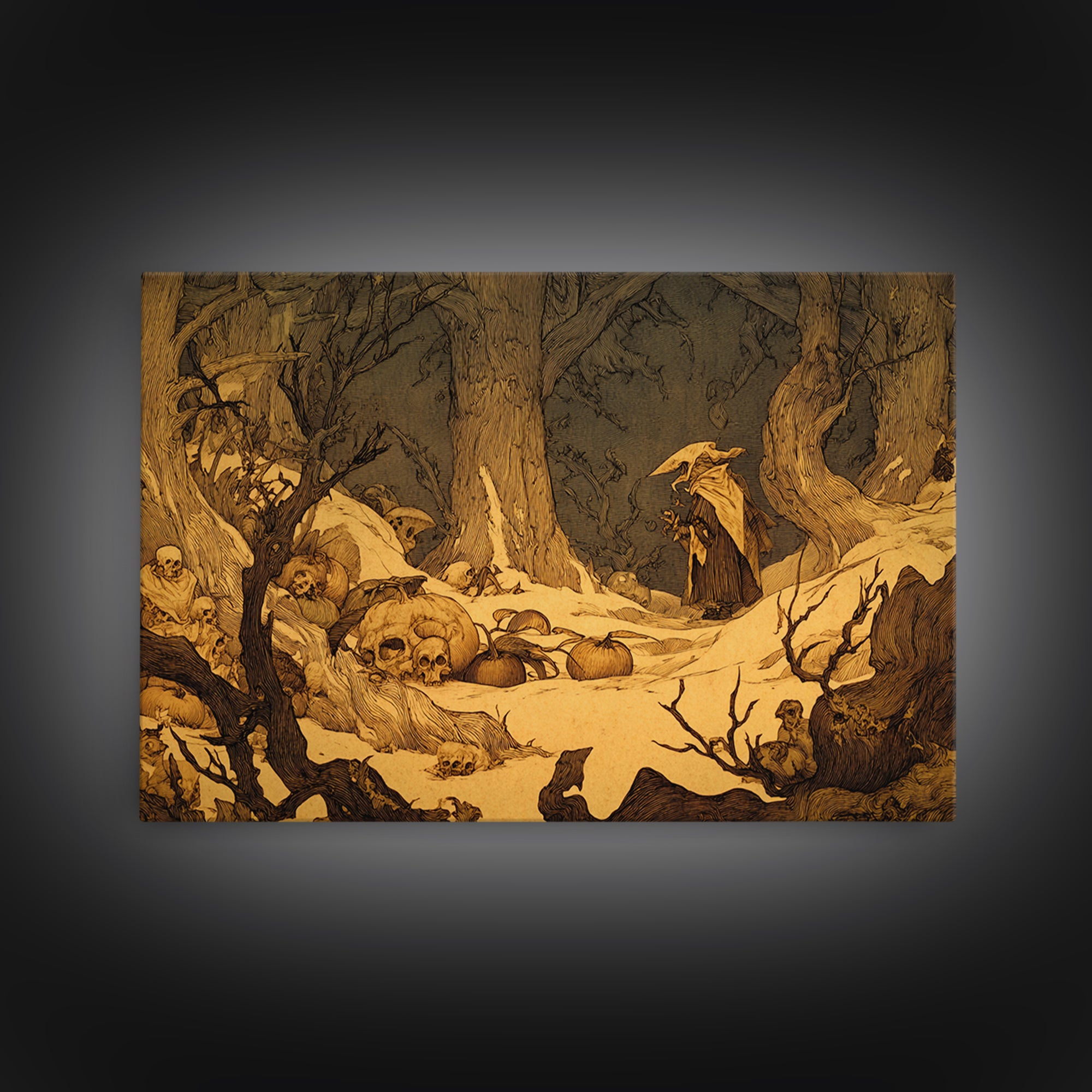 Desert Halloween, Gothic Storybook Art, Landscape Wall Art, Gothic Horror Wall Art, Canvas Print, Halloween Wall Art, Halloween Decor