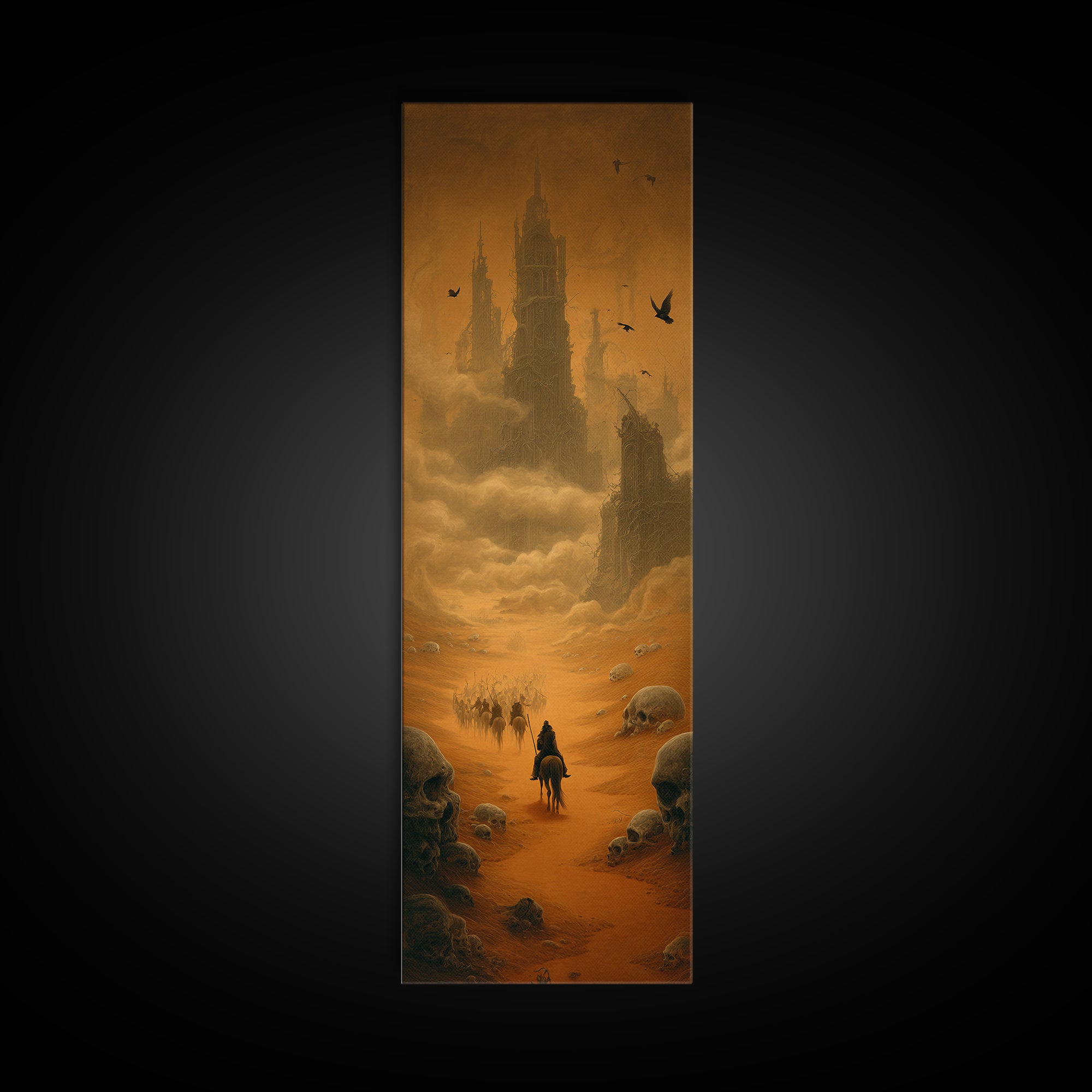 Desert Halloween, Surreal Apocalyptic Art, Tall Narrow Wall Art, Macabre Wall Art, Canvas Print, Halloween Wall Art