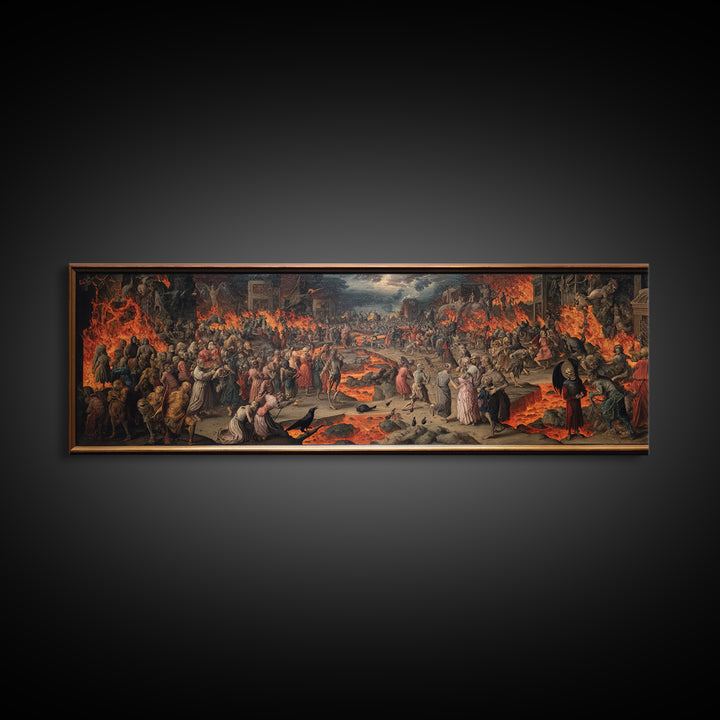The Volcanic Demon Festival, Danse Macabre Art, Extra Wide Wall Art, Gothic Horror Wall Art, Canvas Print