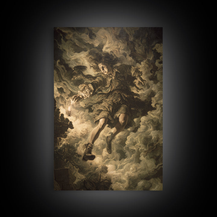 The Clockwork Haunted House, Baroque Witchcraft Art, Vertical Wall Art, Dark Fantasy Wall Art, Framed Canvas Print, Halloween Wall Art