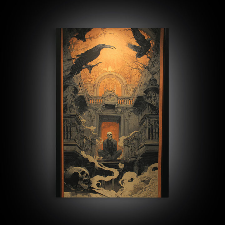 The Clockwork Haunted House, Decadent Gothic Art, Vertical Wall Art, Dark Fantasy Wall Art, Canvas Print, Halloween Wall Art