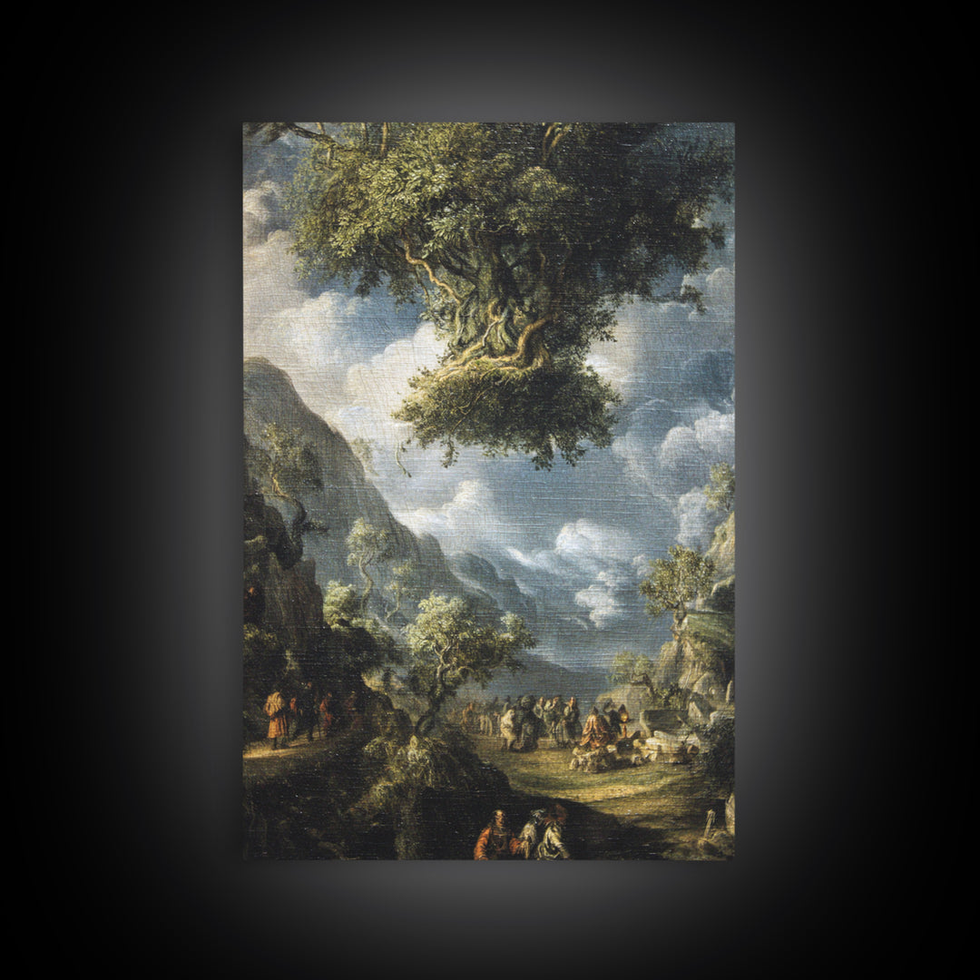 The Upside-Down Cemetery, Baroque Witchcraft Art, Vertical Wall Art, Macabre Wall Art, Canvas Print, Halloween Wall Art