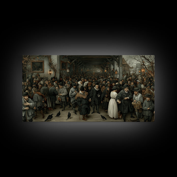 The Infinite Hallway, Northern Renaissance Horror, Wide Panoramic Art, Gothic Horror Wall Art, Canvas Print, Halloween Wall Art