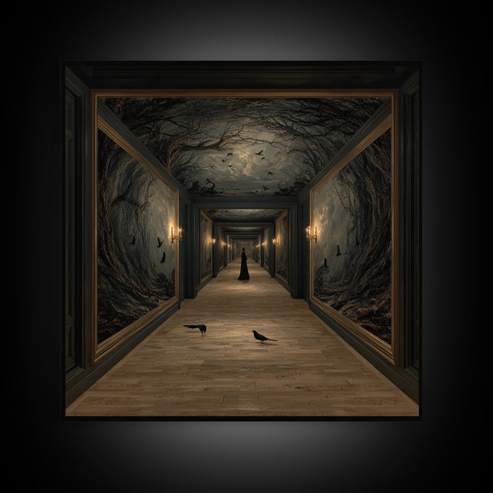 The Infinite Hallway, Baroque Witchcraft Art, Square Wall Art, Macabre Wall Art, Canvas Print, Halloween Wall Art, Horror Wall Art