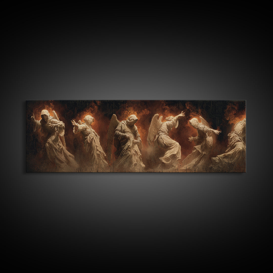 The Infinite Hallway, Visionary Gothic Art, Extra Wide Wall Art, Dark Fantasy Wall Art, Framed Canvas Print, Halloween Wall Art