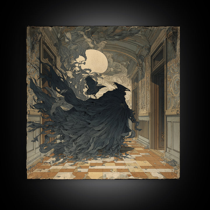The Infinite Hallway, Decadent Gothic Art, Square Wall Art, Dark Halloween Decor, Canvas Print, Halloween Wall Art, Gothic Home Decor