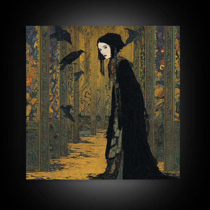 The Infinite Hallway, Stained Glass Gothic Art, Square Wall Art, Macabre Wall Art, Canvas Print, Halloween Wall Art, Collectible Wall Decor