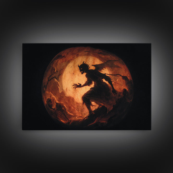 The Moon Inside A Pumpkin, Gothic Nightmare Art, Landscape Wall Art, Dark Halloween Decor, Canvas Print, Halloween Wall Art