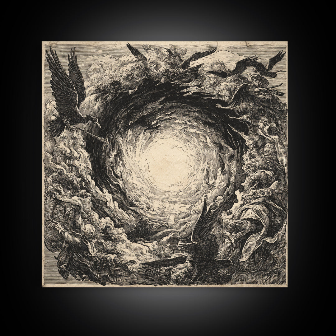 The Autumn-Leaf Ghost, Renaissance Engraving Art, Square Wall Art, Gothic Horror Wall Art, Canvas Print, Halloween Wall Art