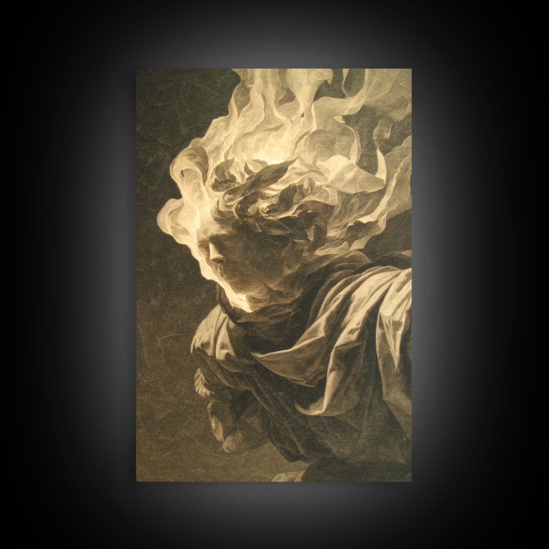 The Autumn-Leaf Ghost, Gothic Nightmare Art, Vertical Wall Art, Gothic Horror Wall Art, Framed Canvas Print, Halloween Wall Art