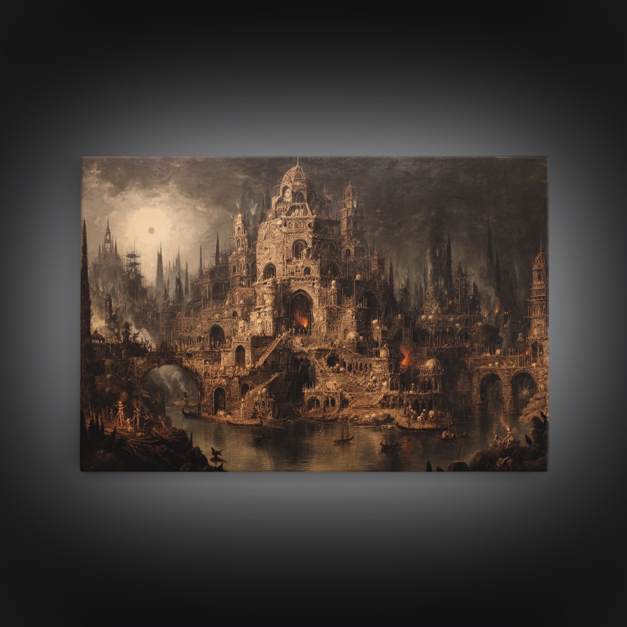 The Cathedral Of Bones, Symbolist Gothic Landscape, Landscape Wall Art, Macabre Wall Art, Canvas Print, Halloween Wall Art