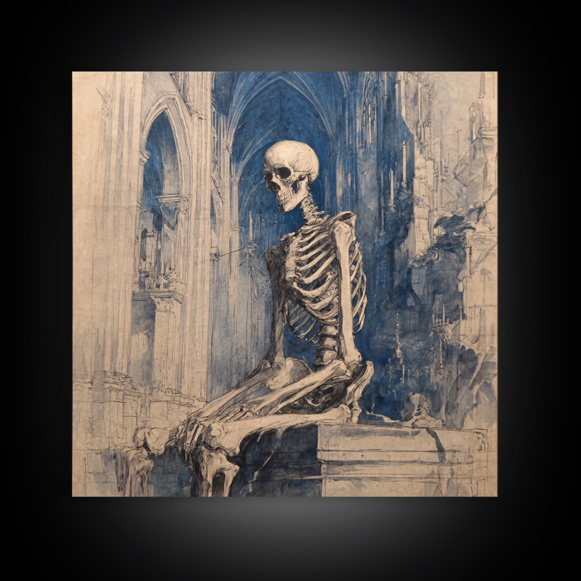 The Cathedral Of Bones, Decadent Gothic Art, Square Wall Art, Gothic Horror Wall Art, Framed Canvas Print, Halloween Wall Art