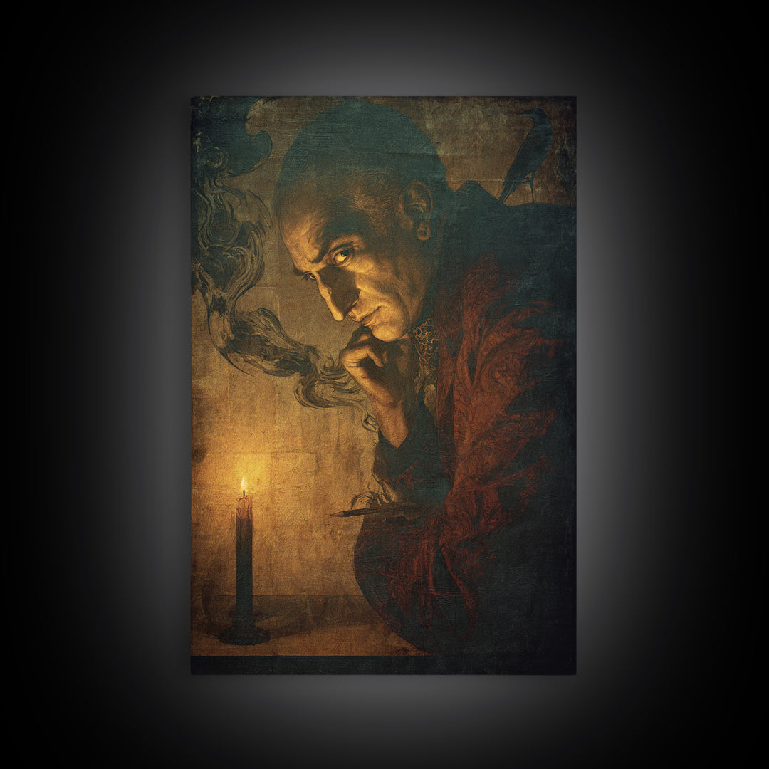 The Town Where Shadows Live, Dark Renaissance Art, Vertical Wall Art, Gothic Horror Wall Art, Canvas Print, Halloween Wall Art