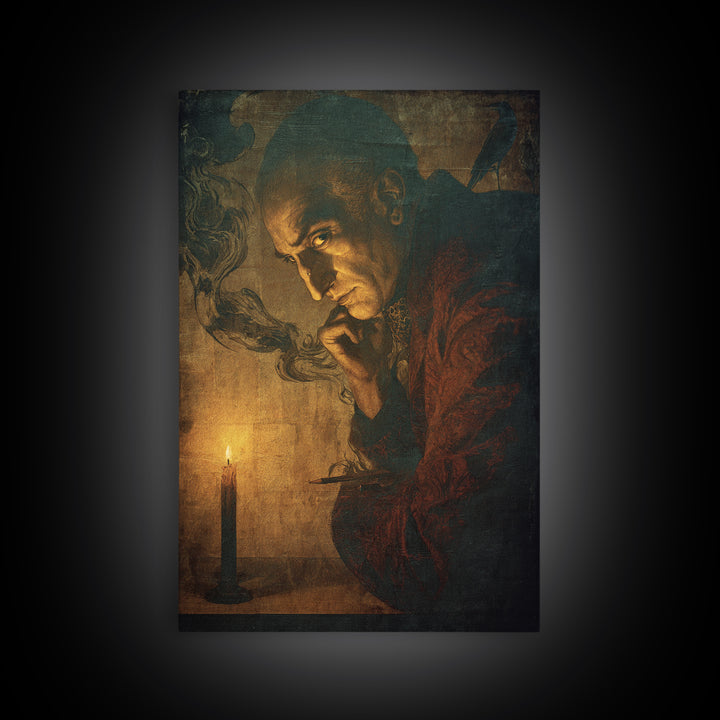 The Town Where Shadows Live, Dark Renaissance Art, Vertical Wall Art, Gothic Horror Wall Art, Canvas Print, Halloween Wall Art