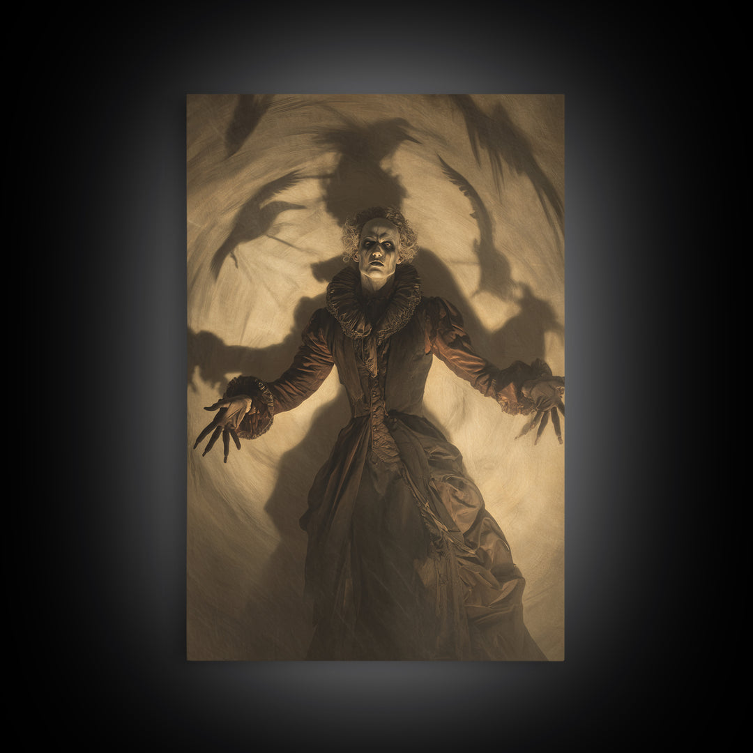 The Town Where Shadows Live, Gothic Nightmare Art, Vertical Wall Art, Dark Halloween Decor, Framed Canvas Print, Halloween Wall Art