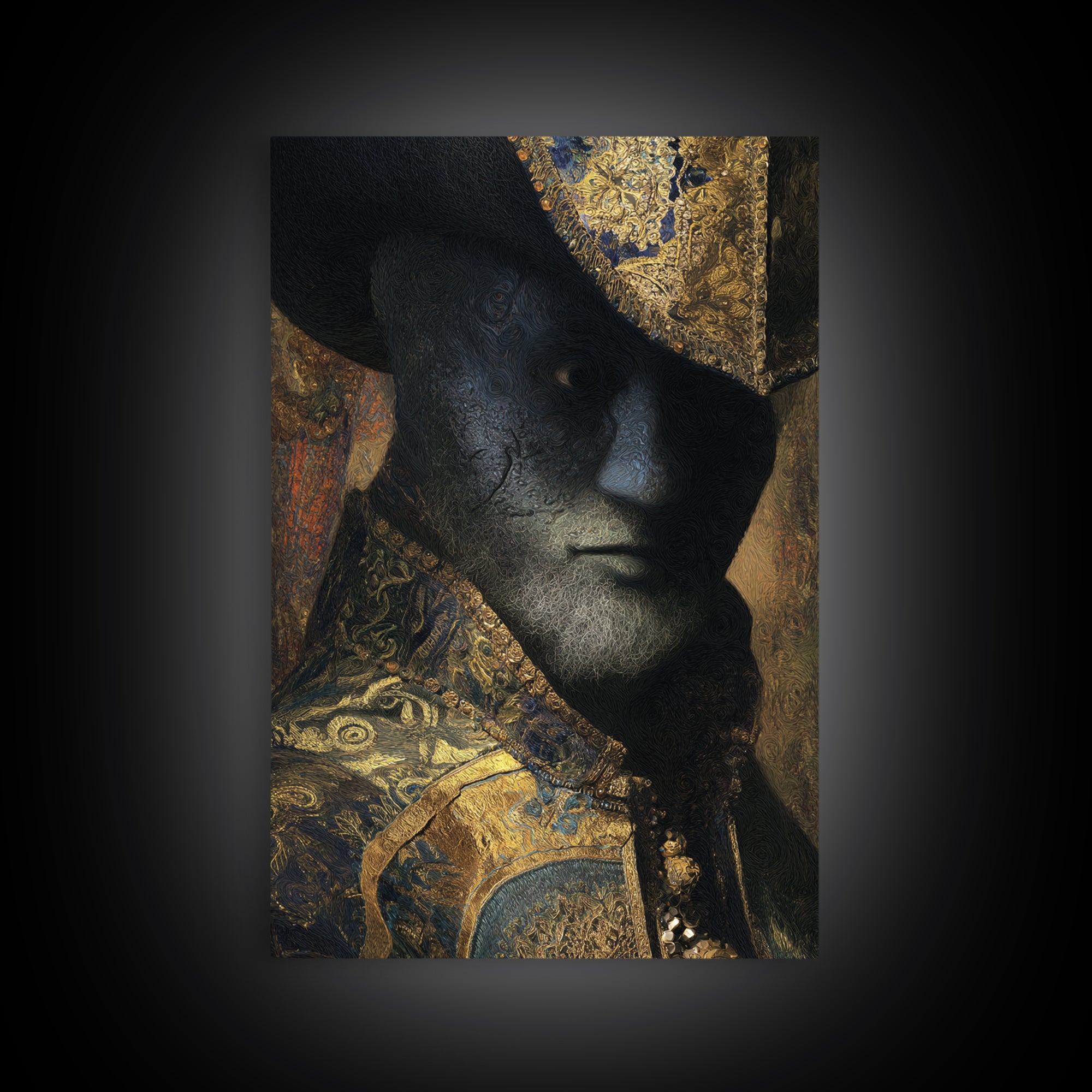 The Town Where Shadows Live, Ornate Symbolist Art, Vertical Wall Art, Gothic Horror Wall Art, Canvas Print, Halloween Wall Art