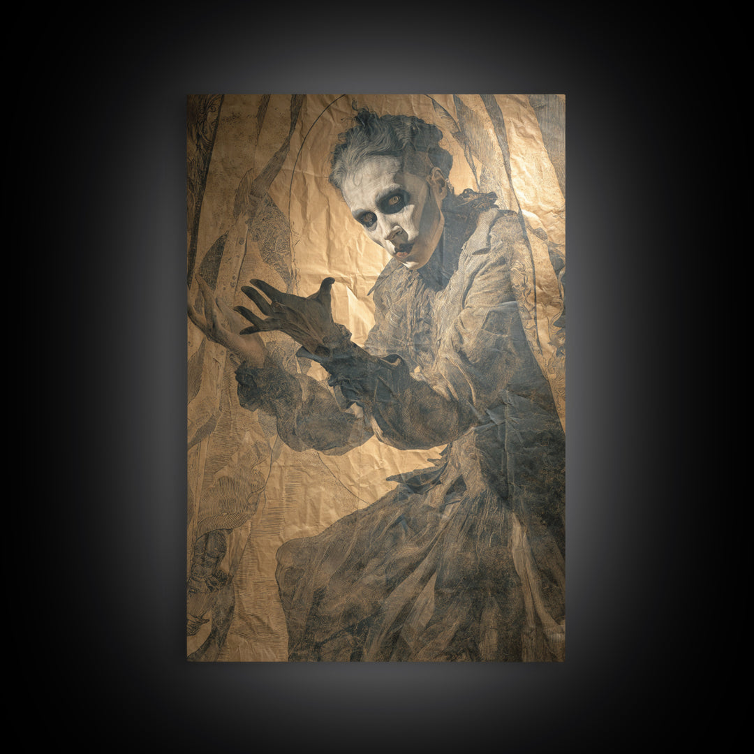 The Town Where Shadows Live, Decadent Gothic Art, Vertical Wall Art, Gothic Horror Wall Art, Framed Canvas Print, Halloween Wall Art