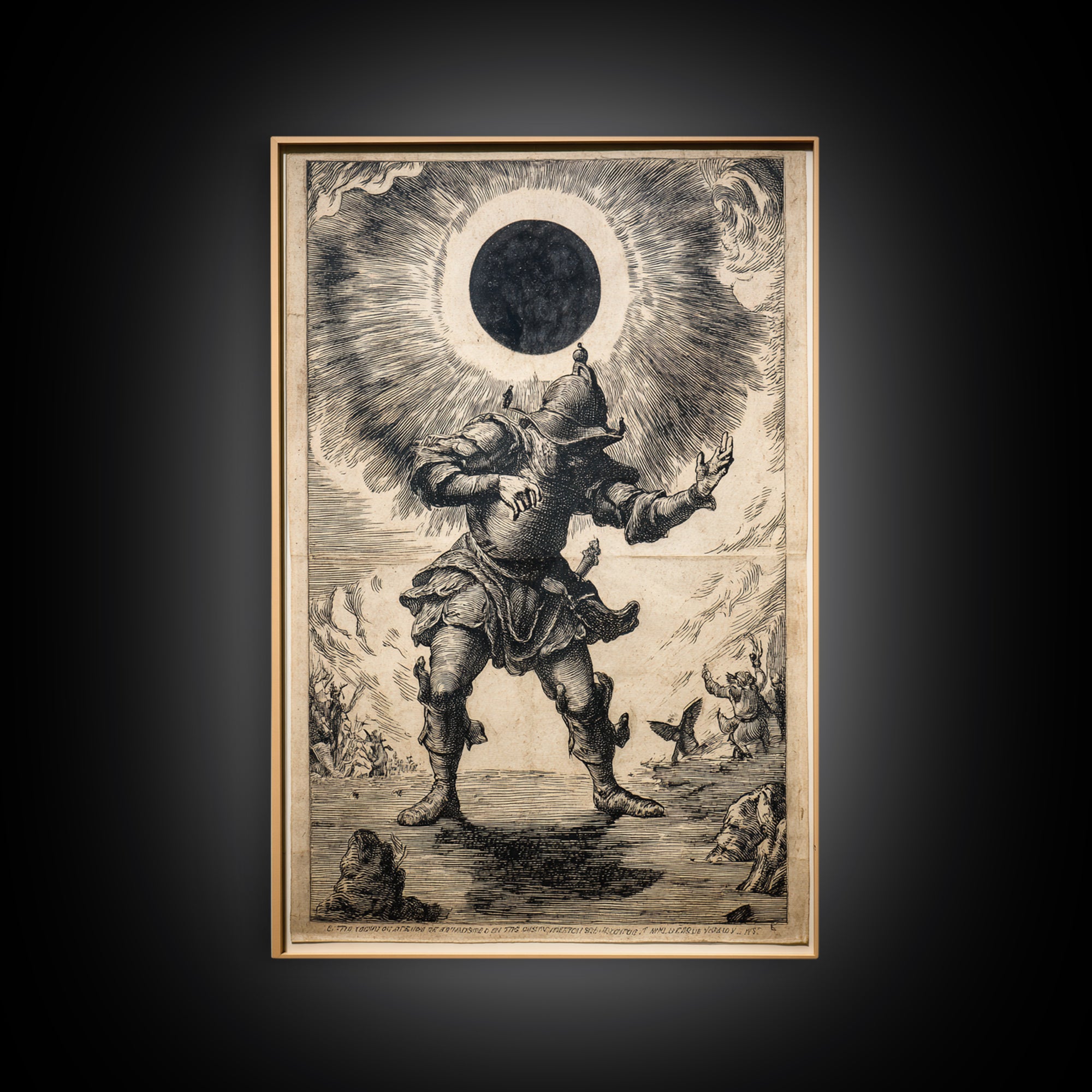 The Eclipse Summoning, Renaissance Engraving Art, Vertical Wall Art, Gothic Horror Wall Art, Canvas Print, Halloween Wall Art