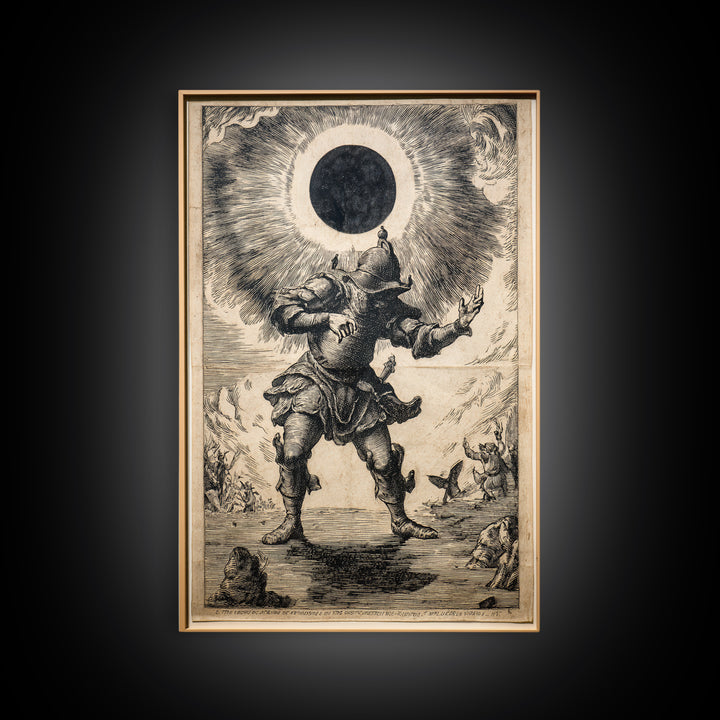 The Eclipse Summoning, Renaissance Engraving Art, Vertical Wall Art, Gothic Horror Wall Art, Canvas Print, Halloween Wall Art