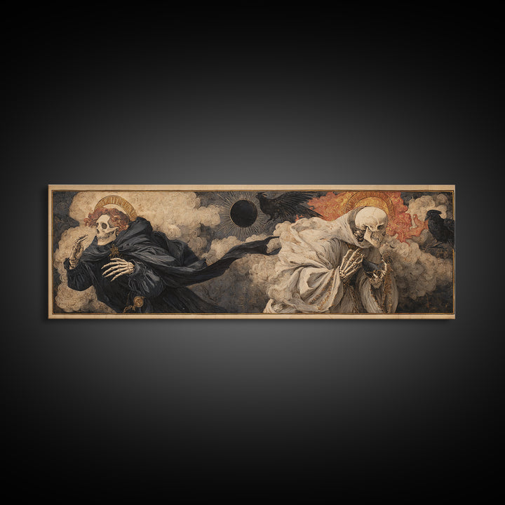 The Eclipse Summoning, Danse Macabre Art, Extra Wide Wall Art, Dark Fantasy Wall Art, Framed Canvas Print